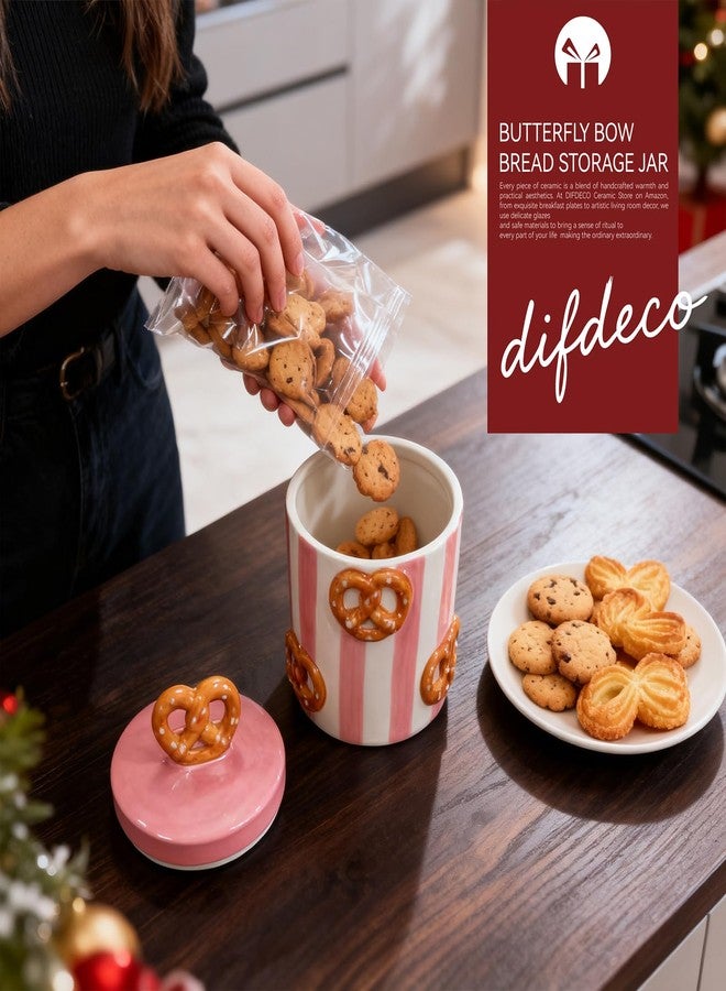 DIF DECO Christmas Cookie Jars with Lid Airtight, 19.5 OZ Xmas Food Storage Containers, Hand Painted Pretzel Kitchen Canisters for Countertop, Home Decor for Coffee, Sugar, Tea, Flour（577ml） - Image 4